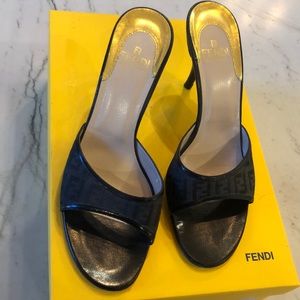 Fendi Zucca Print Black Heels Size7